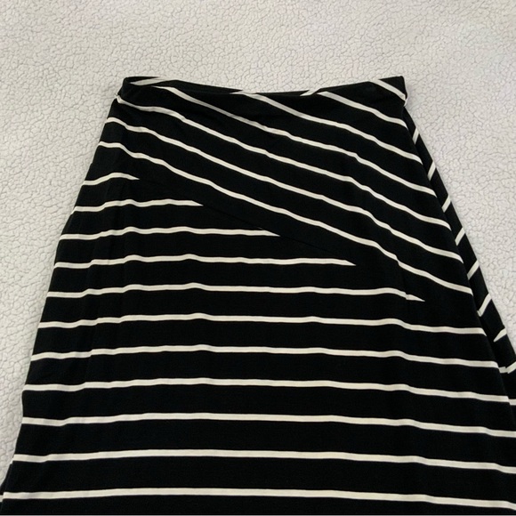 Talbots Sz M Maxi Skirt Knit Pull On Black White Stripe Elastic Waist New $79.50 - Picture 7 of 12